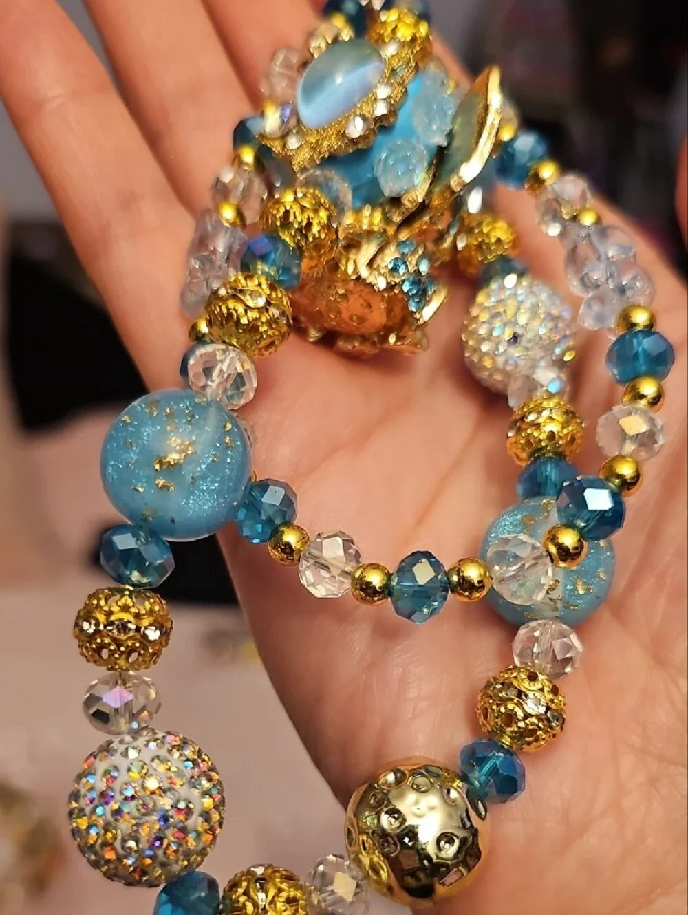 Blue Crystal Elephant Purse Charm